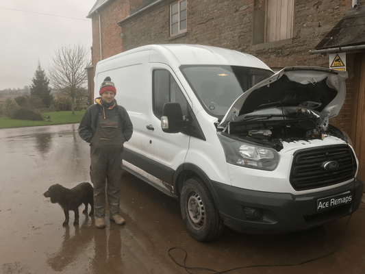 Ford Transit Owner With Dog Having A Remap On His Ford Transit White Van, Done In Shrewsbury, Shropshire