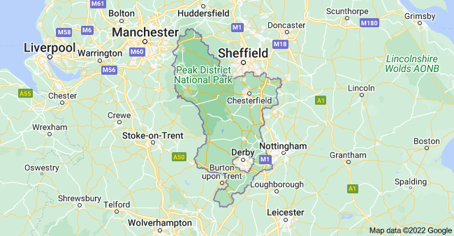 map of derbyshire